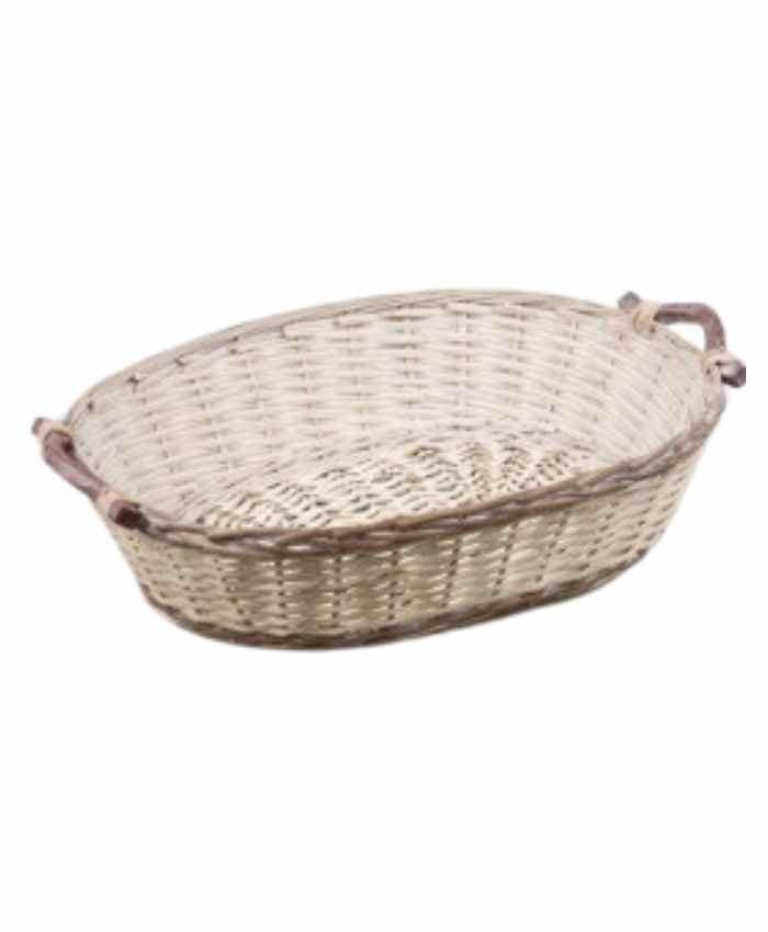 Immagine e commerce Cesto confezionamento Natalizio ovale in vimini bianco e marrone cm 57x44 h 14