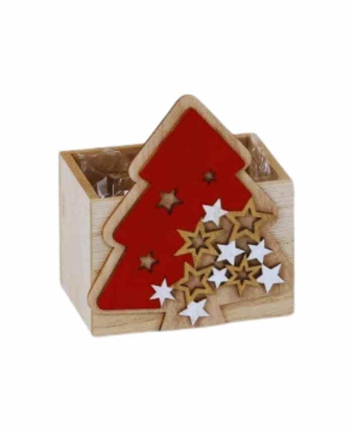 Immagine-e-commerce-Cesto confezione contenitore in legno sagoma Albero con Stelline cm 10x7 h 12