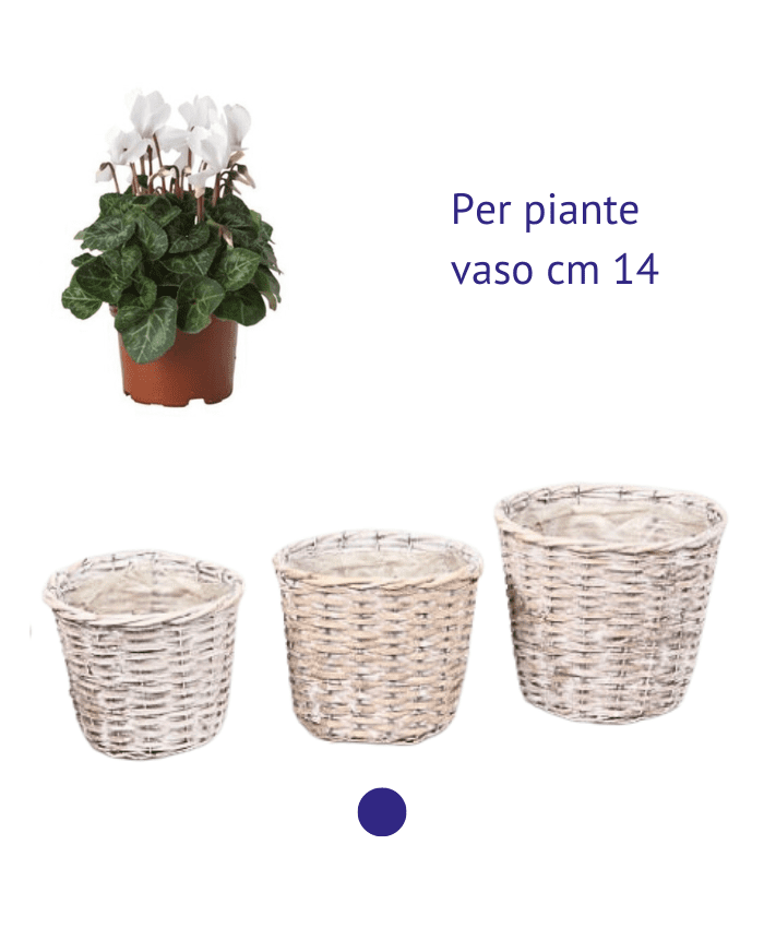 Immagine e commerce Portavaso vimini chiaro sbiancato per piante vaso 14 cm