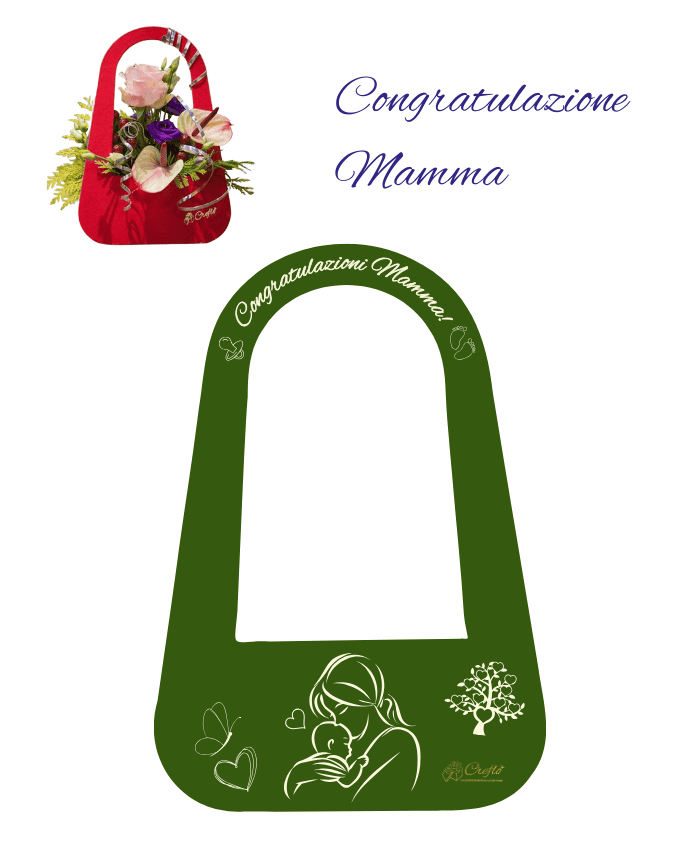 Longy bag Mix Congratulazioni Mamma 4 pz 2 colori borsetta per fiori verde
