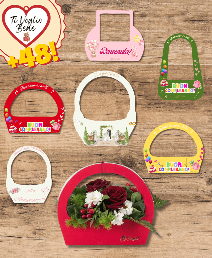 Pacchetto Creflò Occasioni Offerta Borsette per Fiori con Dedica e Flowebox per Eventi wedding