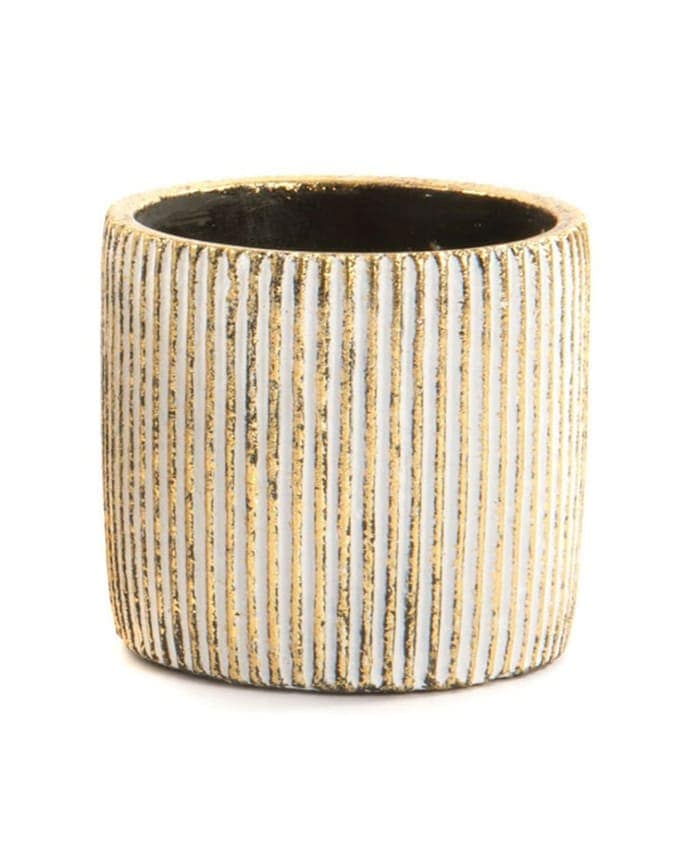 Immagine-e-commerce-Porta vaso cemento forma cilindro decoro colori oro nero cm 12 h12