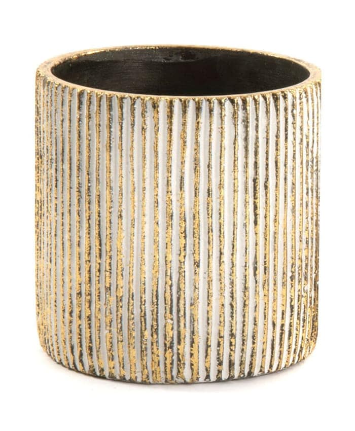 Immagine-e-commerce-Porta vaso cemento forma cilindro decoro colori oro nero cm 16 h 16