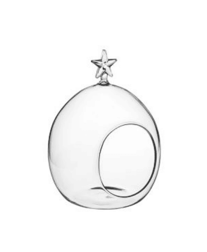 Immagine e commerce Sfera vetro da appendere gancio stelle con foro anteriore h15 cm