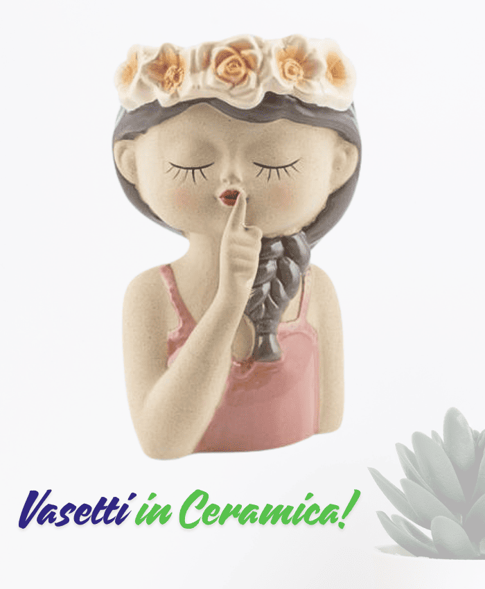 Immagine e commerce Vaso testa viso bimba con dito sulle labbra altezza 16 cm