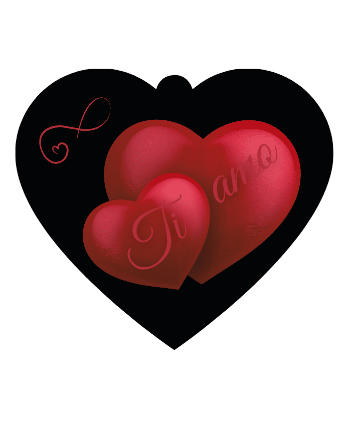Immagine e commerce Cuoricino in forex nero con dedica ti amo cm 10 h9