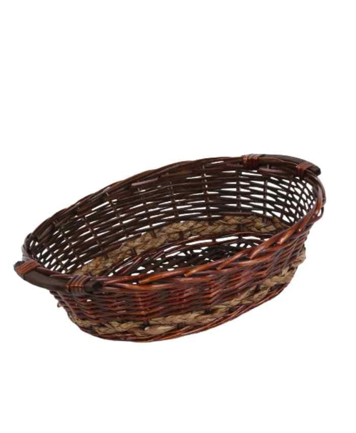 Immagine e commerce Cesto confezionamento natalizio ovale  marrone con fascia decorativa in juta cm 60x46 h 16