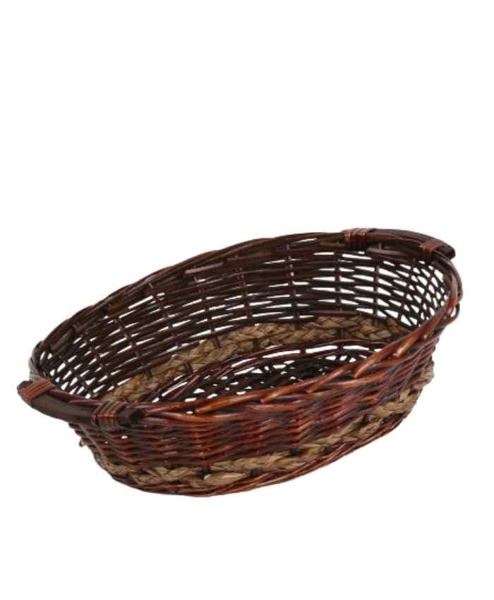 Immagine e commerce Cesto confezionamento natalizio ovale con fascia decorativa in juta cm 50x39 h 14