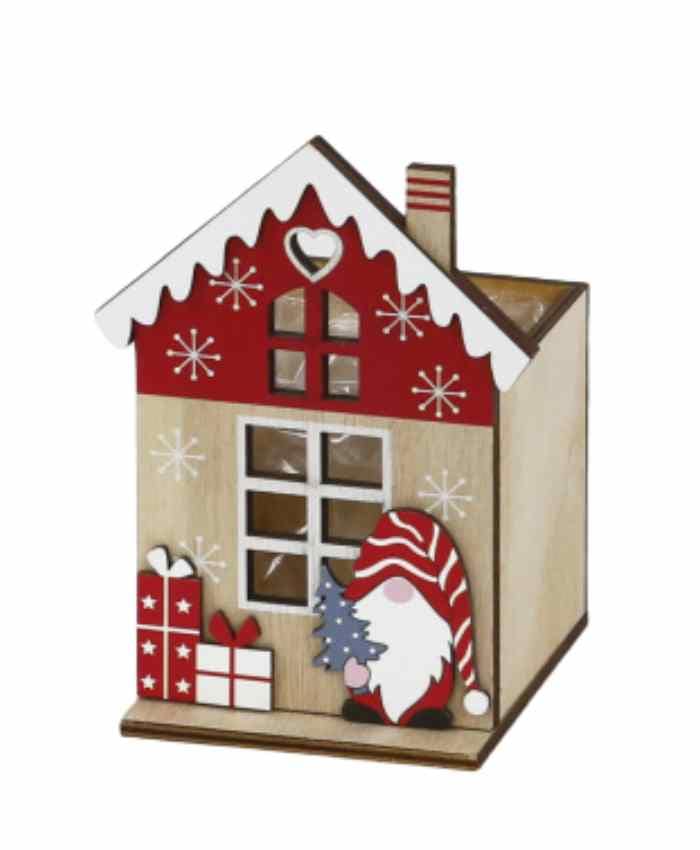 Immagine e commerce Cesto confezione contenitore in legno casetta gnomo cm 16x15 h 22