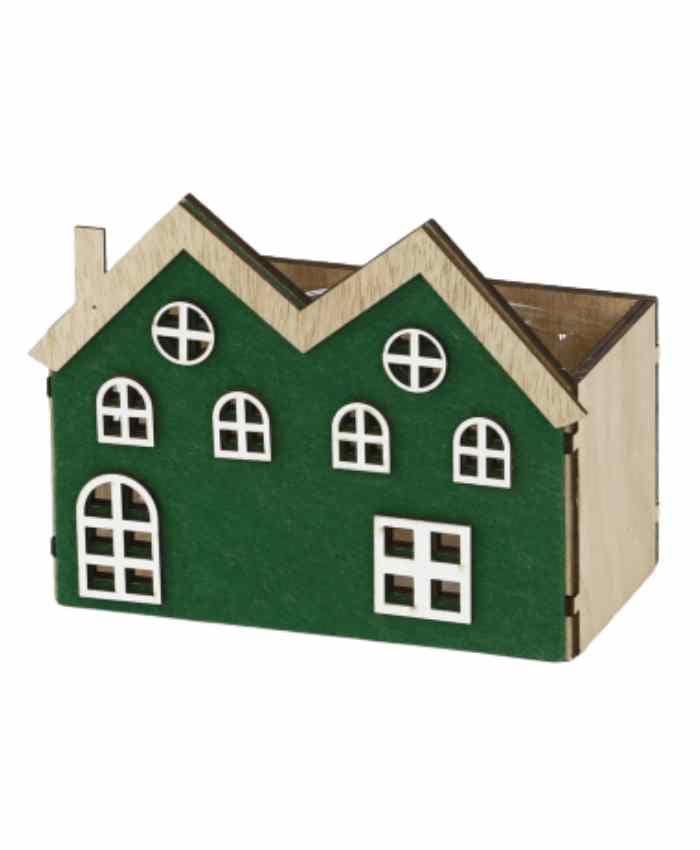 Immagine e commerce Cesto confezione contenitore in legno casetta verde cm 17x9 h 12