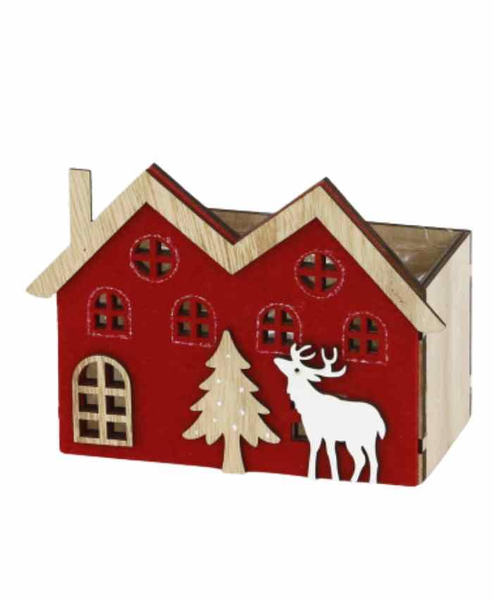 Immagine e commerce Cesto confezione contenitore in legno casetta rossa cm 17x9 h 12