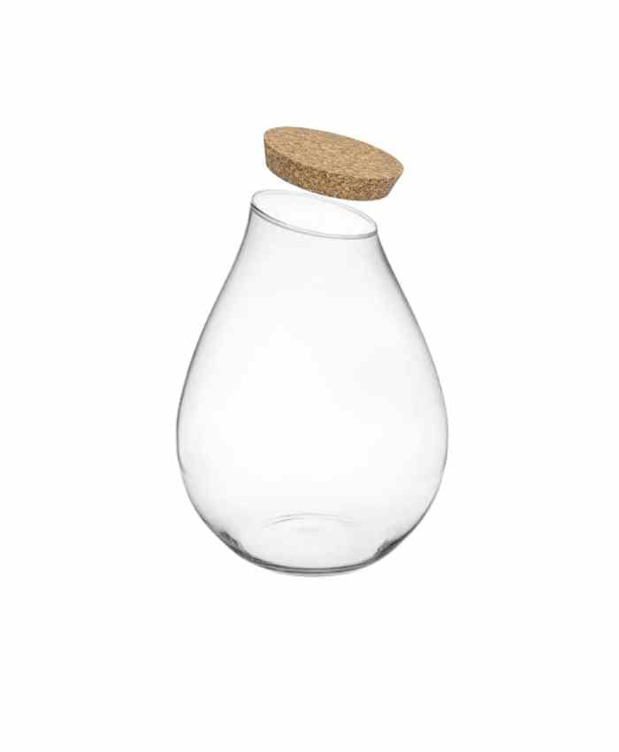 Immagine e commerce Vaso vetro con tappo sughero a forma di goccia per terrarium diametro 15 cm