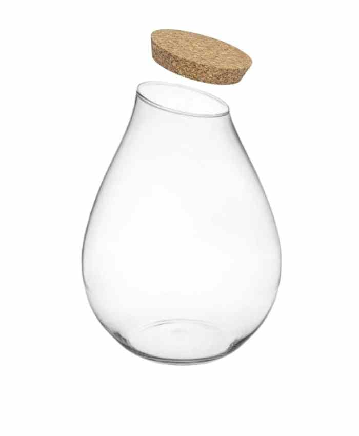 Immagine e commerce Vaso vetro con tappo sughero a forma di goccia per terrarium diametro 19 cm