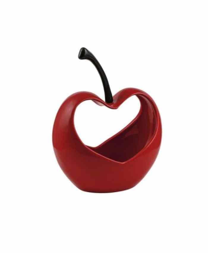 Immagine e commerce Vaso in ceramica a forma di cigliegia alto 19 cm-Rosso