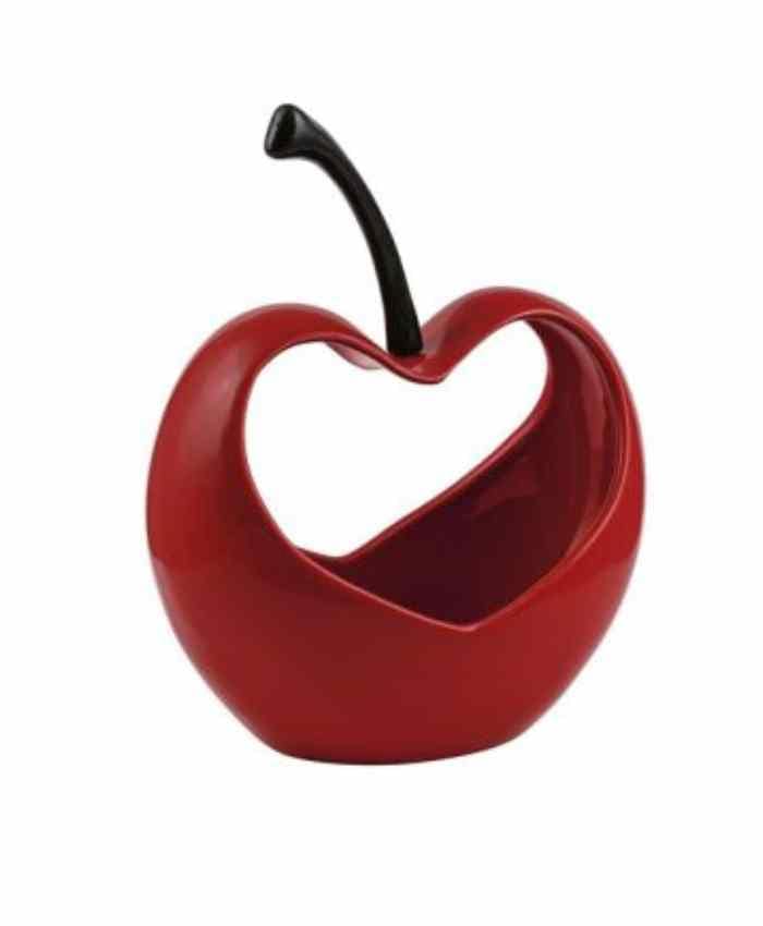 Immagine e commerce Vaso in ceramica a forma di cigliegia alto 21 cm-Rosso