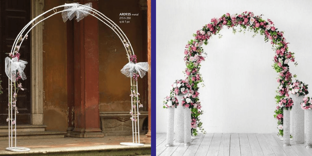 Arco Decorativo per Matrimoni Cancello Adornabile Decorazioni Eventi -  Argento & 2 x Salice Piangente Luminoso a Luci