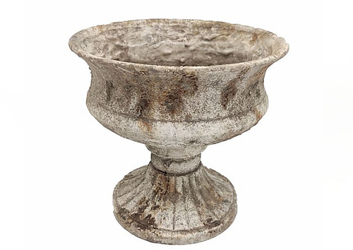 Vaso con manici Stile Impero h 33 e Ø 25 cm ca. in pregiata ceramica Bianco  Antico, effetto bruciatura