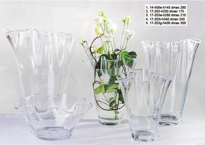 Vaso vetro elegante con orlo ondulato alto 23 cm (1pz) - Complementi e  Regali