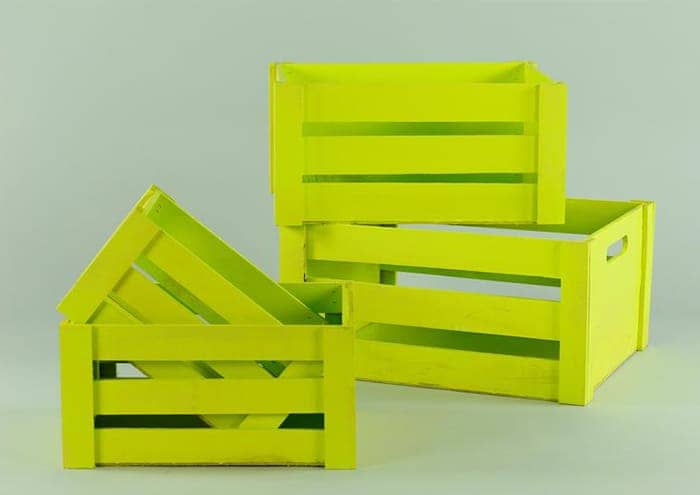 Serie 4 cassette in legno rettangolari gialle per allestimenti e vetrine -  Complementi e Regali