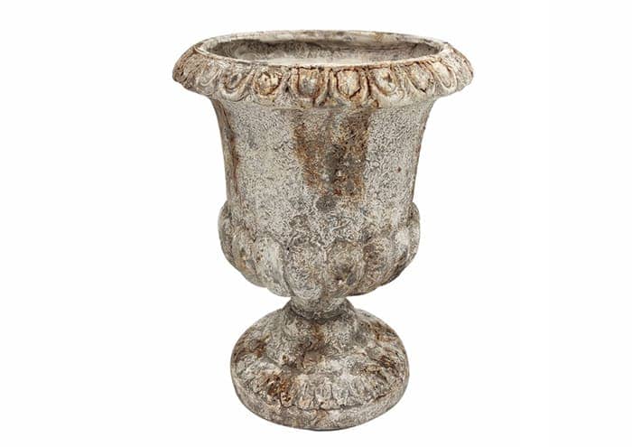 Vaso impero in cemento antichizzato colore bianco marrone cm 30 h39