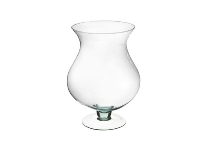 Vaso in vetro trasparente con bordo decorazione vintage per fiori e piante  da h 16 cm