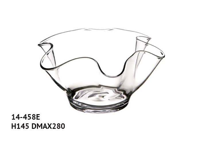 Ciotola vetro elegante con orlo ondulato alto 14.5 cm (1pz
