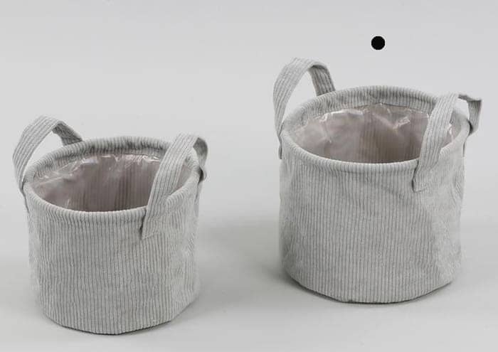 Coprivaso velluto grigio con manici per piante vaso 16 cm
