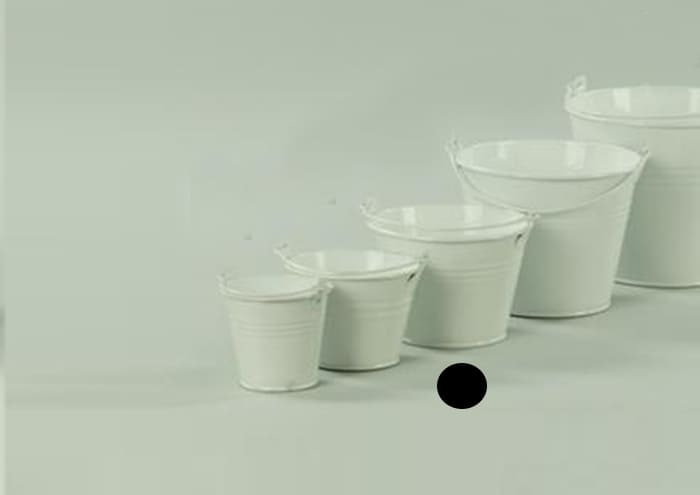 Secchielli latta bianchi con manico per piante vaso 10