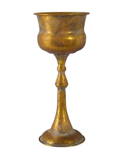 Immagine e commerce Alzata in metallo oro in anticato a forma di calice diametro 13 alta 30 cm