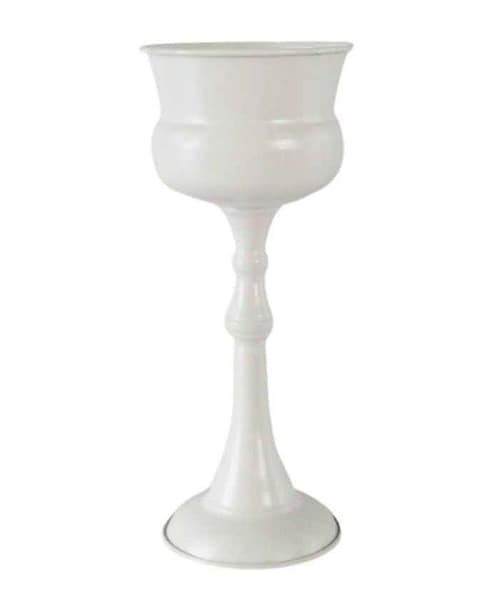 Immagine e commerce Alzata in metallo bianca a forma di calice diametro 13 alta 30 cm