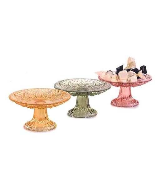 Immagine e commerce Alzatina Vetro con decori diametro 15 alta 10 cm - 3 mix color