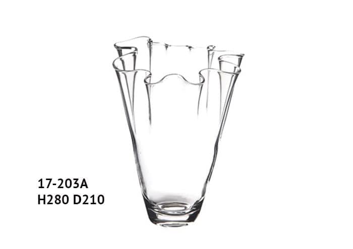 Vaso vetro elegante con orlo ondulato alto 28 cm
