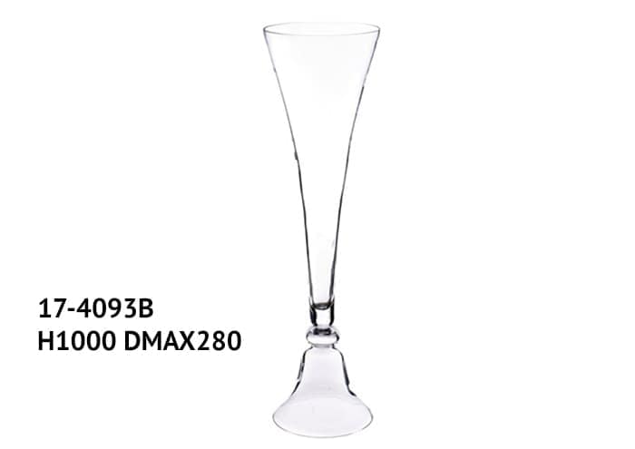 Vaso vetro grande forma conica piede svasato altezza 100 cm