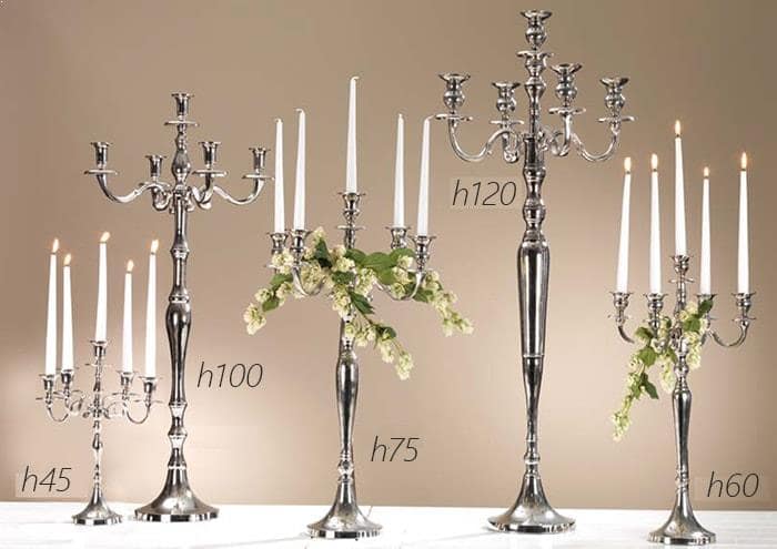 Candelieri 5 fiamme alluminio alti da 45 a 120 cm - Candelabri