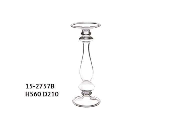 Candelabro vetro 1 fiamma con gambo lavorato alto 56 cm