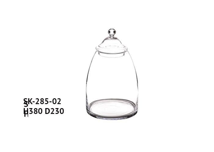 Potiche vetro forma conica arrotondata alta 38 cm