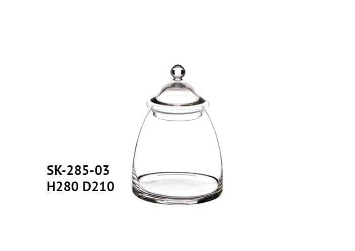 Potiche vetro forma conica arrotondata alta 28 cm