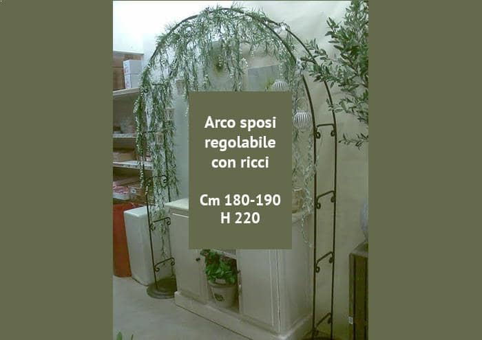 Arco sposi regolabile con ricci colore nero e avorio