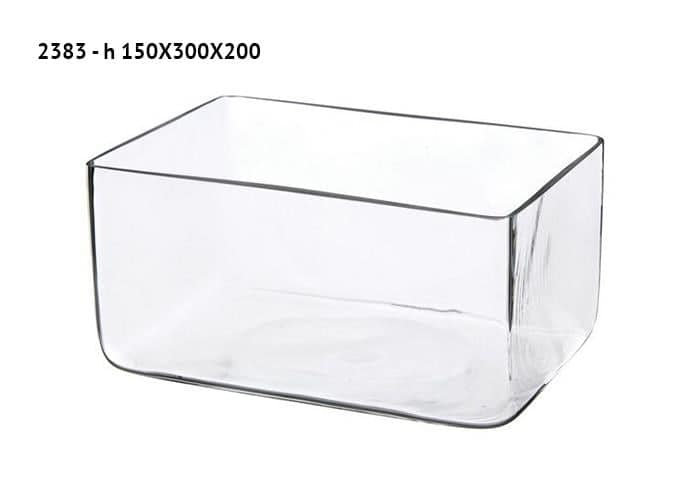 Ciotola in vetro spesso forma rettangolare cm 30x20 h15 - Ciotole vetro