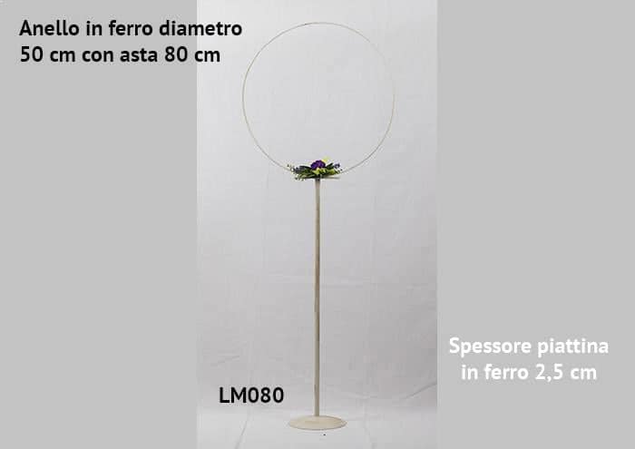 Anello in ferro diametro 50 cm con asta 80 cm - Strutture per addobbi floreali