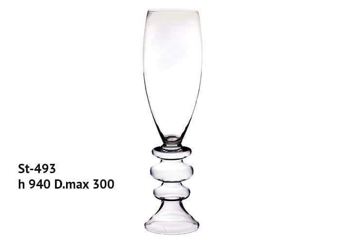 Calice vetro gambo lavorato e piede svasato altezza 94 cm - Alzate vetro