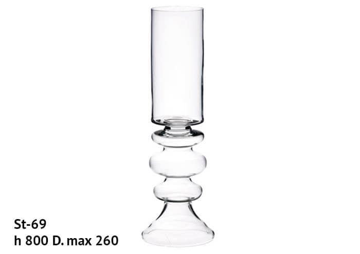 Coppa vetro cilindrica stretta gambo ad anelli altezza 80 cm - Alzate vetro
