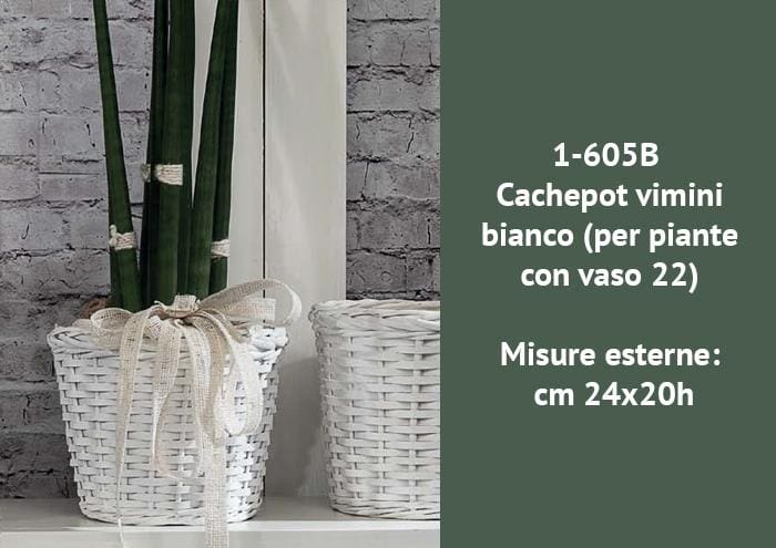 Cachepot portavaso in vimini bianco cm 24 h20 - Cesti vimini bianco