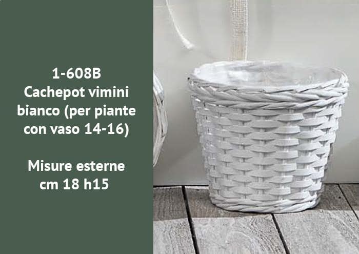 Cachepot portavaso in vimini bianco cm 18 h15 - Cesti vimini bianco