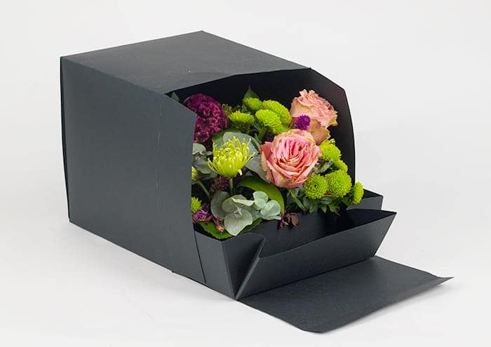 Surprise Box middle confezione regalo per fiori in scatola forma quadrata cm 20 nero