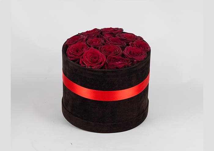 Waveflo’ Prestige middle luxury edition scatola per fiori fatta a mano cm 20 alcantara marrone