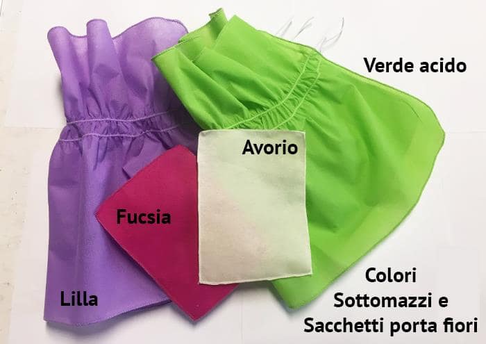 Colori sottomazzi e sacchetti porta fiori in Tessuto non Tessuto