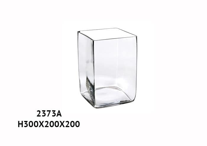 Vaso prisma di vetro quadrato taglio freddo cm 20x20 h30