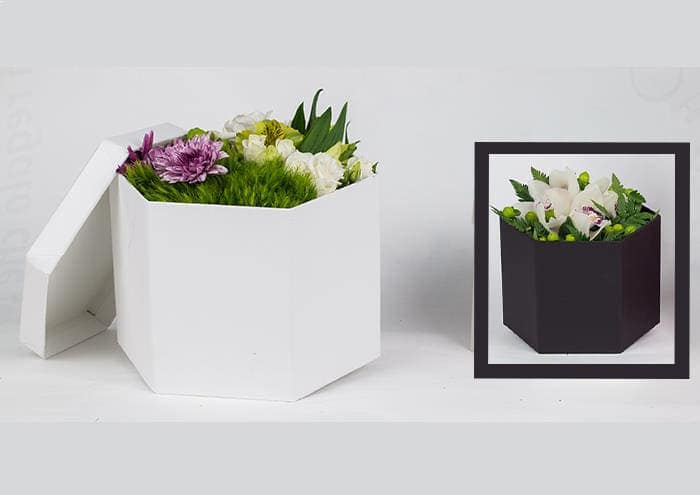 Geometryflò middle scatola per fiori esagonale fatta a mano cm 20 nero opaco