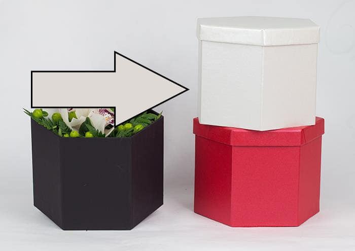 Geometryflò small scatola per fiori esagonale fatta a mano cm 16 avorio